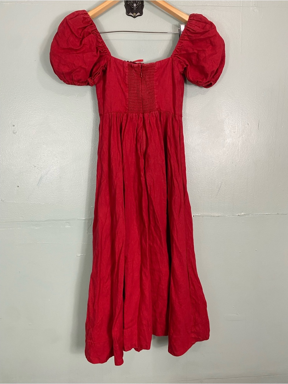 Reformation Marella Linen Dress Midi Red Size 2 - Picture 8 of 13